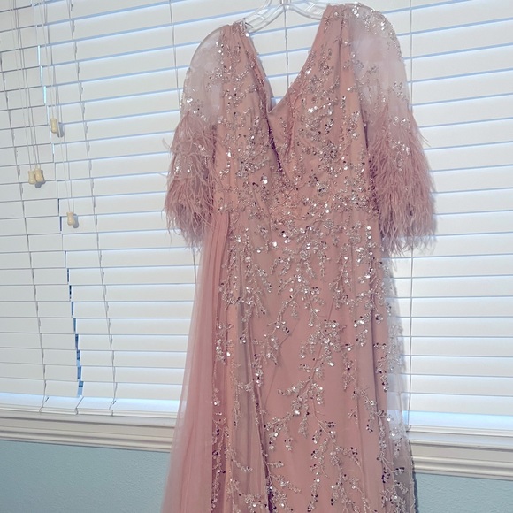 Couture dress. Stunning with tons of sequins and feathers. Worn once. - Picture 2 of 6